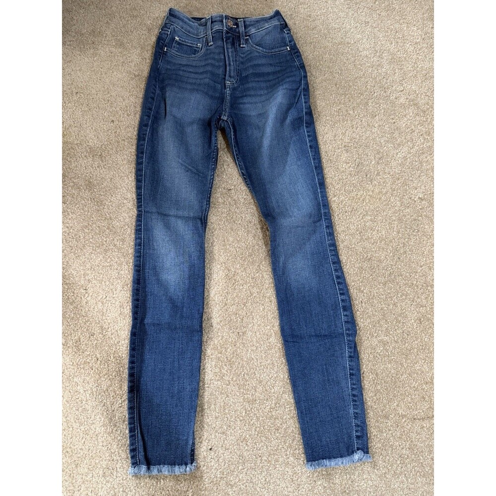 Womens Hollister Curvy High Rise Super Skinny Soft Stretch Raw Hem OS/24W 26L